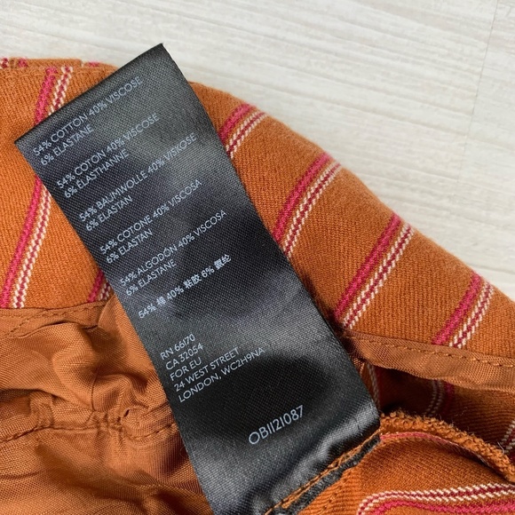 Anthropologie Essential Slim Trouser Pants Rust with Stripes Cropped Size 6 - Picture 13 of 13